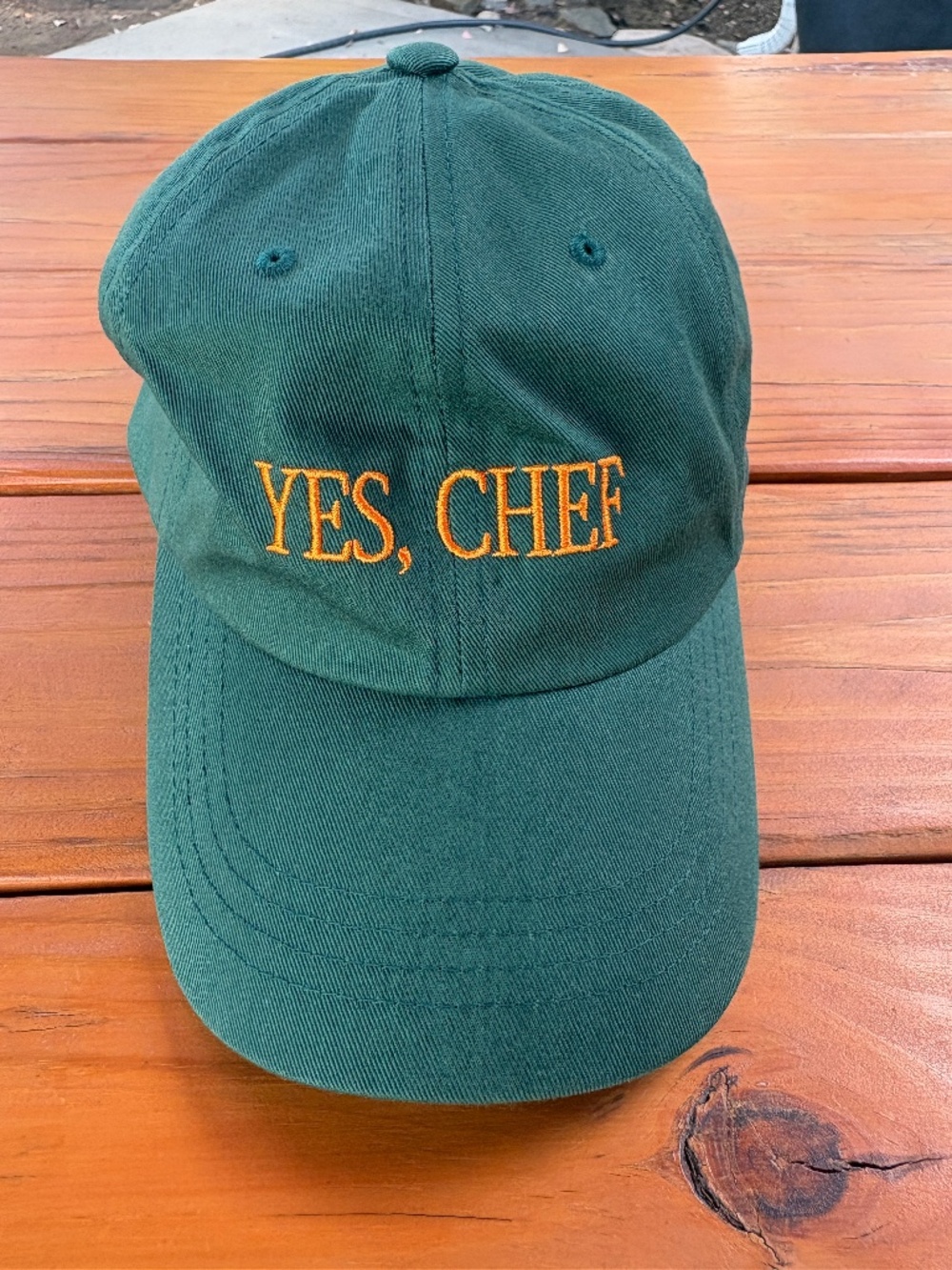 "Yes, Chef" Bon Appetit Green Baseball Cap Hat 100% Cotton Embroidery Adjustable